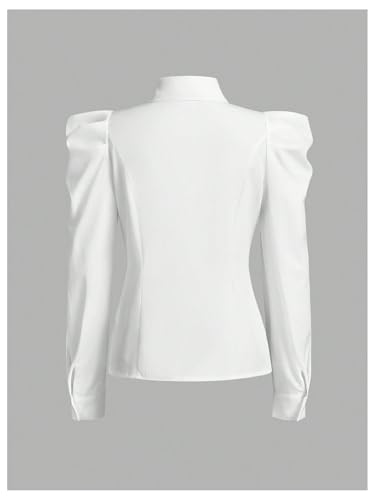 31zwR6SzIoL.jpg Women's Elegant Puff Long Sleeve Collared Shirts Button Down Dressy Blouse Top