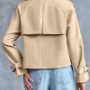 Women Crop Double Breasted Trench Coat Raglan Sleeve Work Office Cropped Jacket With Pockets