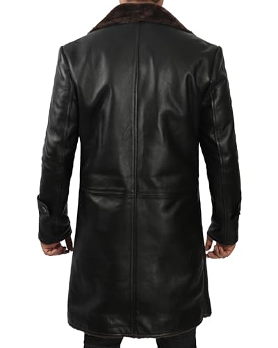 Black Trench Coat Men - Winter Shearling Long Leather Jackets For Men