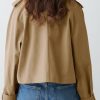4134EUqYzyL.jpg Womens Cropped Trench Coat Lapel Double Breasted Short Jacket Outwear