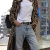 413YyB-iSmL.jpg Women's Notch Lapel Leopard Print Duster Trench Coat Open Front Loose Faux Suede Mid Long Pea Coat