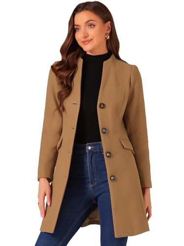 414UuZM5poL.jpg Women's Winter Overcoat Pea Coat Elegant V Neck Single Breasted Coat Outerwear