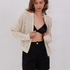 Womens Zip Up Crochet Cardigan Sweater Oversized Long Sleeve Hollow Out Knit Bomber Jacket Fishnet Sweaters