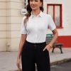 415Ivw9T7vL.jpg Women's Button Down Shirts Slim fit Short Sleeve Stretch Dress Shirts Wrinkle-Free Solid Work Blouse