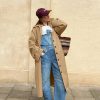 Womens Long Trench Coat Single Breasted Oversized Windproof Classic Lapel Fall Overcoat