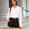 Button Down Dress Shirts for Women Long Sleeve Wrinkle Free Shirts Solid Work Business Formal Button Up Shirt