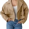 417EtfP0M3L.jpg Womens Cropped Trench Coat Lapel Double Breasted Short Jacket Outwear