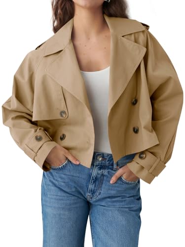 417EtfP0M3L.jpg Womens Cropped Trench Coat Lapel Double Breasted Short Jacket Outwear