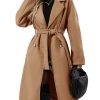 417Xy3csiNL.jpg Women Elegant Wool Pea Coat Lapel Collar Double Breasted Mid-Long Winter Overcoats with Belted Pockets