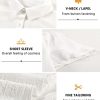 Womens Button Down Shirts Cotton Summer Tops V Neck Short Sleeve Shirt Collar Blouse Casual Plain Tshirt Work Tops