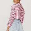 418LT00VzML.jpg Women's Blouses Striped Long Sleeve Shirts Button Down Loose Fit Casual Tops