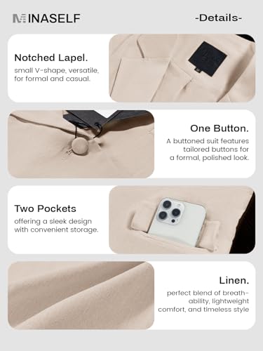 418u2djN9NL.jpg 2025 Women's Summer Linen Blazer 3/4 Sleeve Lightweight Fully-Lined Slim Elegant Casual Work Jacket with Pockets