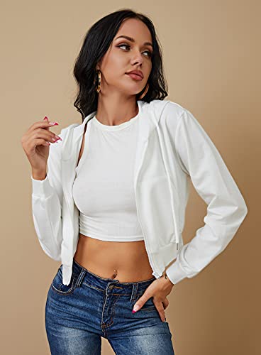 Women's Zip Up Hoodies Cropped Cardigan Jacket Drawstring Hooded Sweatshirts Casual Long Sleeve Top…