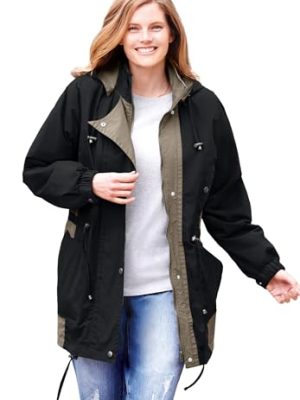 Plus Size Colorblocked Taslon Anorak