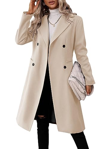 419u7CHhYzL.jpg Womens Long Double Breasted Coats Lapel Collar Pea Coat Winter Slim Fit Jackets Trench Coat Outwear