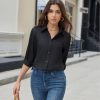 Womens Button Down Shirt Dress Shirts Cotton Long Sleeve Wrinkle Free Work Office Shirt Regular Fit Blouse Top