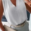41AT0NFDOqL.jpg Womens Pleated Tank Tops V Neck Casual Sleeveless Blouses Summer Basic Vest Shirt