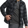 Men's Long Sleeve Heavyweight Fleece Shirts, Plaid Button Up Shirt, Warm Outdoor Casual Shirt with Pockets