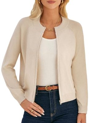 Womens Long Sleeve Zip Up Cardigan Sweaters Lightweight Fall Fashion Sweater Jacket Knitted Sweatershirts