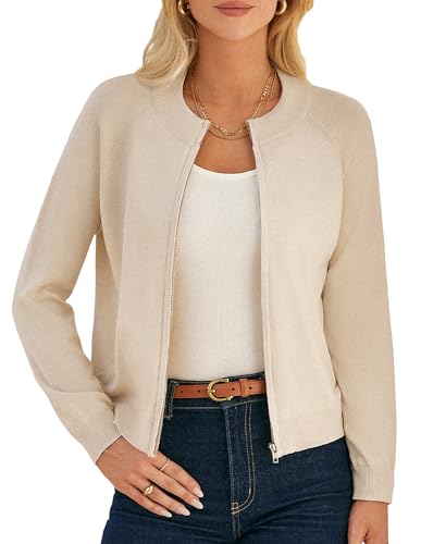 41AhINSbz1L.jpg Womens Long Sleeve Zip Up Cardigan Sweaters Lightweight Fall Fashion Sweater Jacket Knitted Sweatershirts