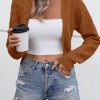 Womens Cropped Cardigan Bolero Shrugs for Dresses Knit Open Front Long Sleeve Sweater