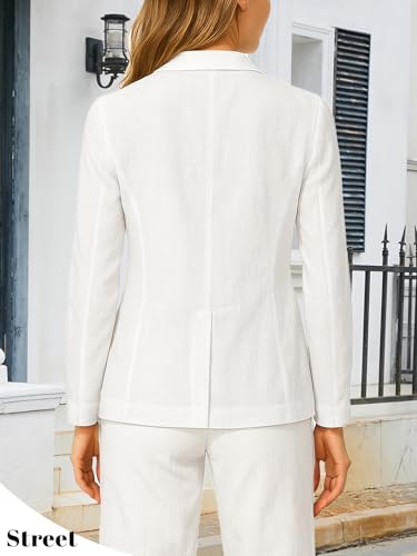 41BoG8rfBZL.jpg Long Sleeve Linen Blazer Women 2025 Summer Lightweight Breathable Lapel Beach Vacation Jacket With Pockets
