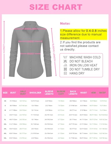 Women's Button Down Shirts Long Sleeve Dress Shirts Wrinkle Free Collared Work Office Solid Blouses Corset Tops