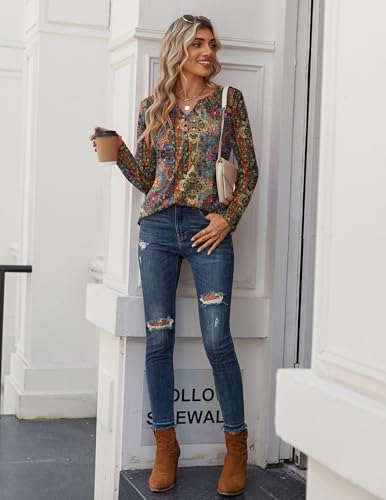 Long Sleeve Shirts for Women Casual V Neck Fall Tops Dressy Summer Work Blouses Clothes