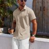 41Cm5WwCSL.jpg Men's Button Down Shirt Short Sleeve Casual Shirt for Men Summer Business Casual Dress Shirt