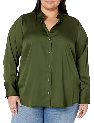 Women's Regular-Fit Satin Button Down Blouse (Available in Plus Size)