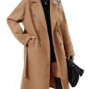 41Cz9VI8-FL.jpg Women Elegant Wool Pea Coat Lapel Collar Double Breasted Mid-Long Winter Overcoats with Belted Pockets