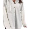 Oversized Sweatshirt for Women Loose Fit Casual Long Sleeve Button Hooded Sweatshirts Hoodies with Pocket