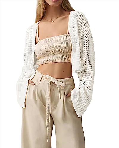 Cropped Cardigan Sweaters for Women Kimonos Boho Lightweight Summer Open Front Knit Cardigan Outerwear