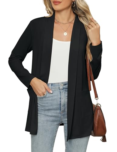 41Dfw7JehsL.jpg Long Sleeve Lightweight Thin 2025 Summer Cardigan for Women Casual Loose Fit Kimono Cover Up with Pockets