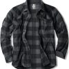 Men's Long Sleeve Heavyweight Fleece Shirts, Plaid Button Up Shirt, Warm Outdoor Casual Shirt with Pockets
