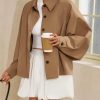 41EQMumfVzL.jpg Womens Oversized Cropped Trench Coat Batwing Sleeve Single Breasted Lapel Casual Jackets Fall Button up Outerwear