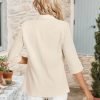 41EiQ8iEMLL.jpg 2025 Women's Summer Linen Blazer 3/4 Sleeve Lightweight Fully-Lined Slim Elegant Casual Work Jacket with Pockets