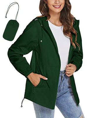 Womens Rain Jackets Waterproof Windbreaker Jackets lightweight Portable Rain Coat