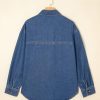 41EzP7rk45L.jpg Women Denim Shirts Oversized Long Sleeve Button Down Blouse V Neck Casual Top Shackets