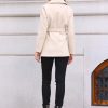 Pea Coats for Women Lapel Collar One Button Winter Overcoat with Belt Trench Coat