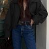 Womens Cropped Trench Coats Pleated Button Down Short Jackets Fall Casual Lapel Loose Fit Outerwears