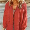 Waffle Knit Hoodies for Womens Zip Up Jackets 2025 Drawstring Fall Casual Jackets