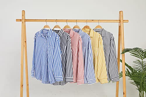 41H7bk09IL.jpg Women's Blouses Striped Long Sleeve Shirts Button Down Loose Fit Casual Tops