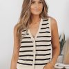 Vest Tops for Women 2025 Fall Outfits Striped Sweaters Button Up Casual Shirts Blouses Jacket Fashion Clothes