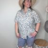 41I6VnvdpL.jpg Womens Plus Size Linen Button Down Shirts Short Sleeve Cotton Casual Collared Shirt V Neck Summer Blouses Tops