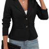 41IZLqFQCL.jpg Women's Casual Stretchy Knit Blazer,Lightweight Slim Fit Jackets Long Sleeve Business Suit with Pockets