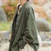 Women's Linen Oversized Blouses Vintage Long Sleeve Jackets Loose fit Chinese Frog Shirts