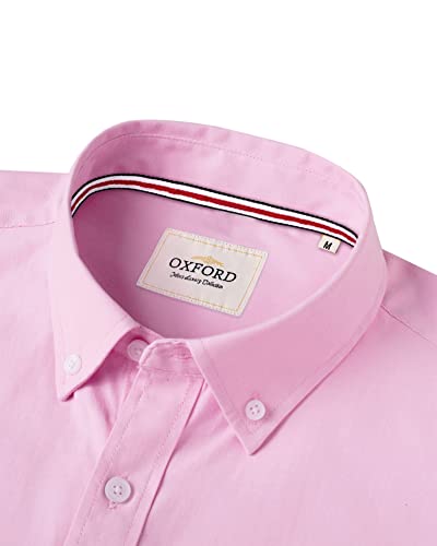 Mens Solid Oxford Shirt Long Sleeve Dress Shirt Work Casual Button Down Shirts with Pocket