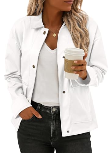 Jackets for Women Fall Fashion 2025 Lightweight Coat Button Down Cropped Shackets With Pockets
