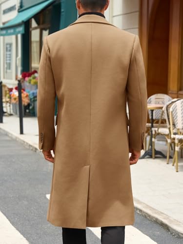 41KOXtNsEQL.jpg Mens Wool Blend Casual Trench Coat Notched Collar Lapel Long Jacket Double Breasted Classic Winter Overcoat
